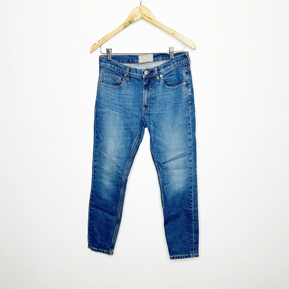 EVERLANE CHEEKY Mid Rise Skinny Jean medium blue stretch womens size 28 ANKLE - Picture 2 of 8